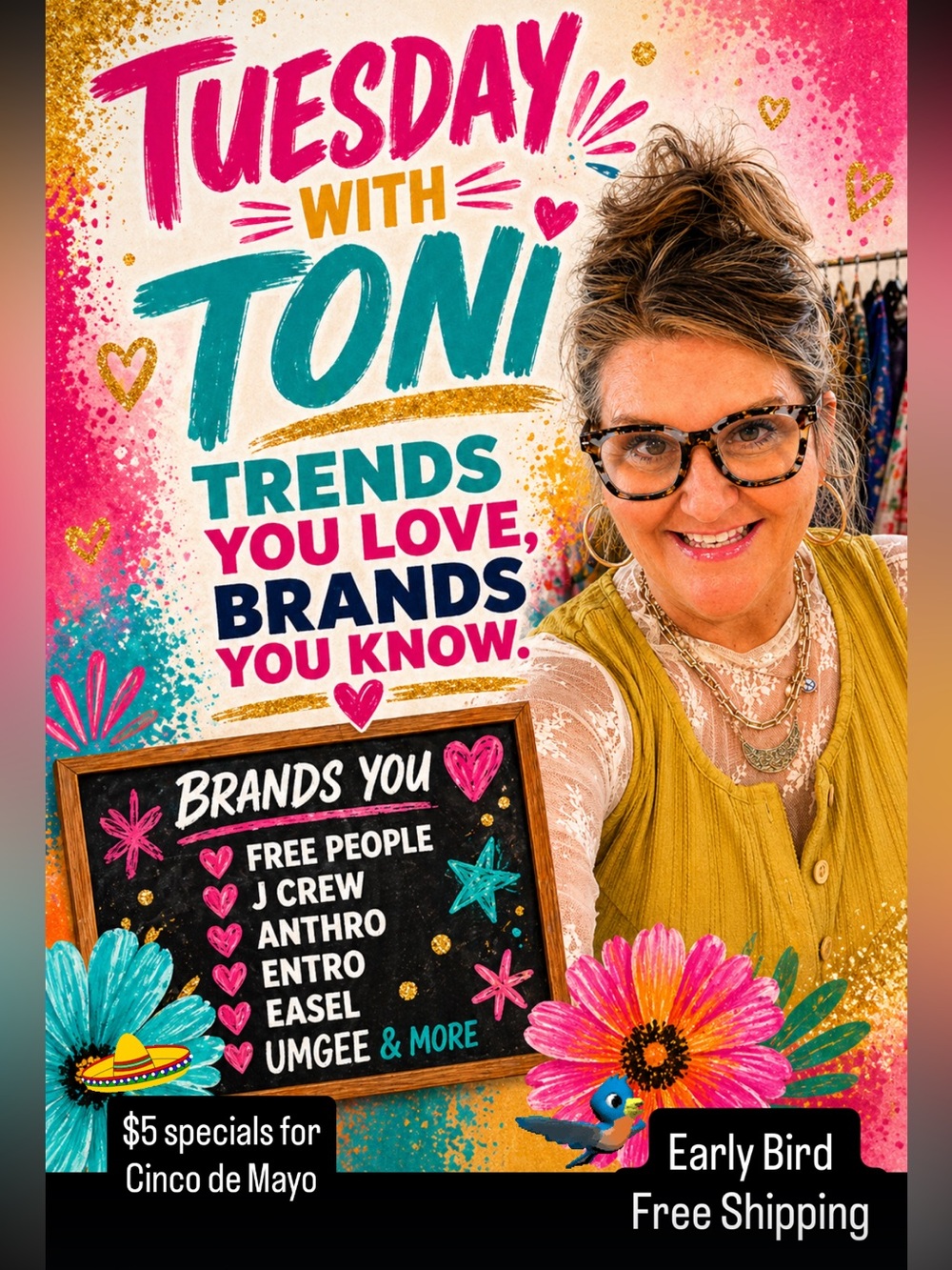 Tuesday Morning with TONI!! Thanks for supporting my show. 💚🧡
